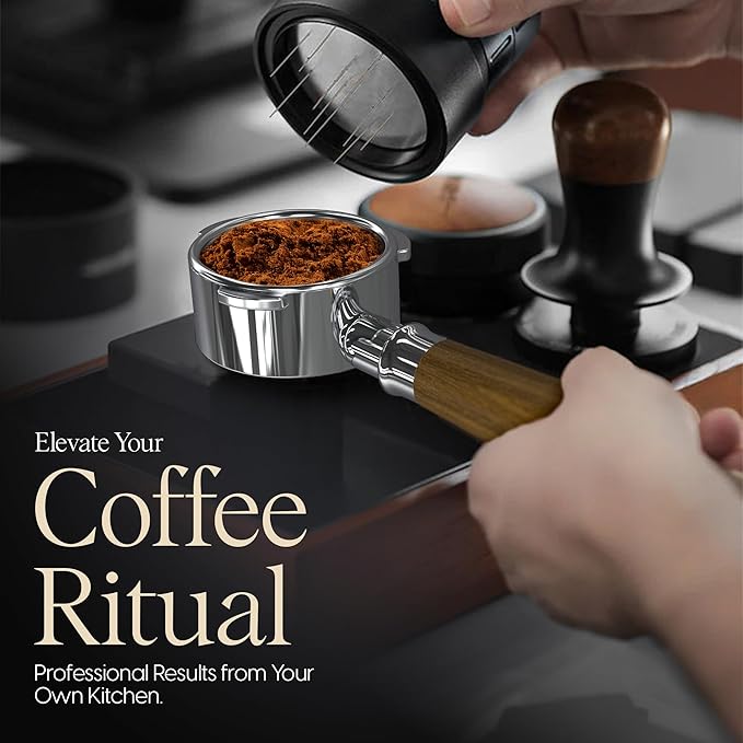 Bottomless Portafilter 54mm - Stainless Steel Filter Basket and Ergonomic Mahogany Wood Handle - Compatible with Breville 54mm Bottomless Portafilter Coffee Machine Models