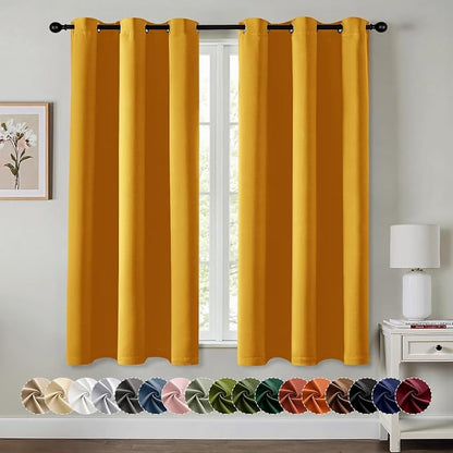 MIULEE Blackout Curtains for Bedroom 2 Panel 40x45 Inch Long Mustard Yellow | by MIULEE