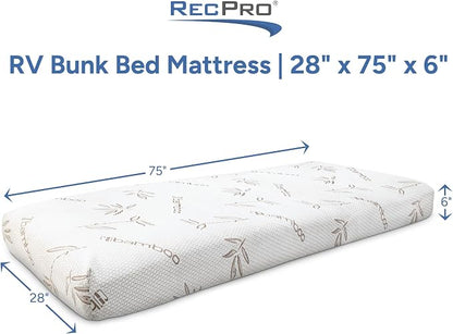 RecPro RV Bunk Bed Mattress Memory Foam Mattress 6" Gel Infused w/Bamboo - Image 2