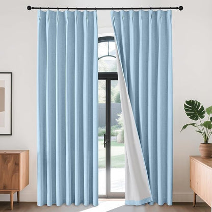 Joydeco Pleated Curtains for Living Room Bedroom, Linen Drapes 90 inch Length 2 by JOYDECO