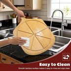 Wood Pizza Peel 16 Inch Pizza Paddle Spatula Serving Board Bamboo Pizza Cutting Boards with 8 Slice Grooves and Handle for Kitchen Oven Pastry Pizzas