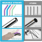 Metal Straws Reusable for 40 oz Tumbler, 5 Pcs Extra Long Stainless Steel Straws with Silicone Tips for Stanley,Simple Modern, Meoky 40oz Cup