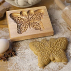 Wooden Cookie Biscuit Mold, 3D Baking Mold, Embossing Craft Decorating Baking Tool, Suitable for Halloween Thanksgiving Christmas Kitchen DIY (Butterfly 10 * 10 * 2)