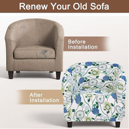 SearchI Club Chair Slipcover Stretch Barrel Chair Covers Printed Tub Chair - Image 6