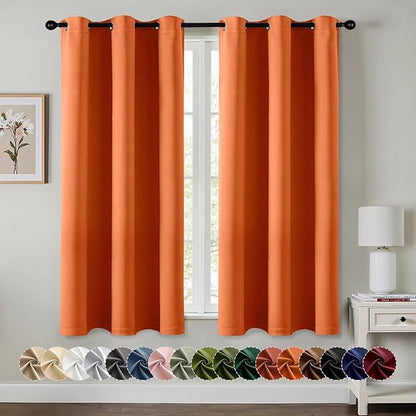 MIULEE Fall Blackout Curtains for Bedroom 2 Panels 40 x 45 Inch Long Orange | by MIULEE