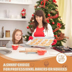 Stainless Steel Baking Sheet Set of 2, Deedro Cookie Sheet Metal Baking Pan Oven Tray, Non Toxic & Heavy Duty, Rust Free & Mirror Finish, Easy Clean & Dishwasher Safe, 17.3 x 12.3 x 1 Inch