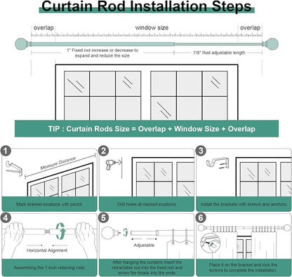 QDWIS Boho Wood Curtain Rods for Windows 72 to 144 inch, Rustic Decorative - Image 7