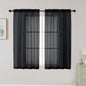 Black Sheer Curtains for Bedroom Living Room 45 Inch Length 2 Panels, Soft Airy by WelvetBLK