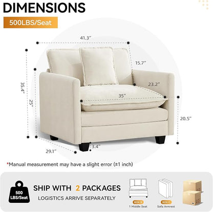 WUTUTUEE 41'' Modern Chenille Oversized Chair, Upholstered Accent Living Room - Image 2