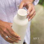 KIVY Slim Water Bottle 32oz [Lightweight & Shatterproof] Fits Backpack & Cupholder for Travel, Sports, School, Gym - Frosted red bottle no straw - Gym water bottle screw top - Dishwasher Safe