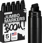 ARTISTRO 5 Black Acrylic Paint Pens, Acrylic Paint Markers Jumbo Tip, Fabric Markers for Textile, Canvas, Rock, Glass, Wood, Paper, DYI, Pens for Kids and Adults