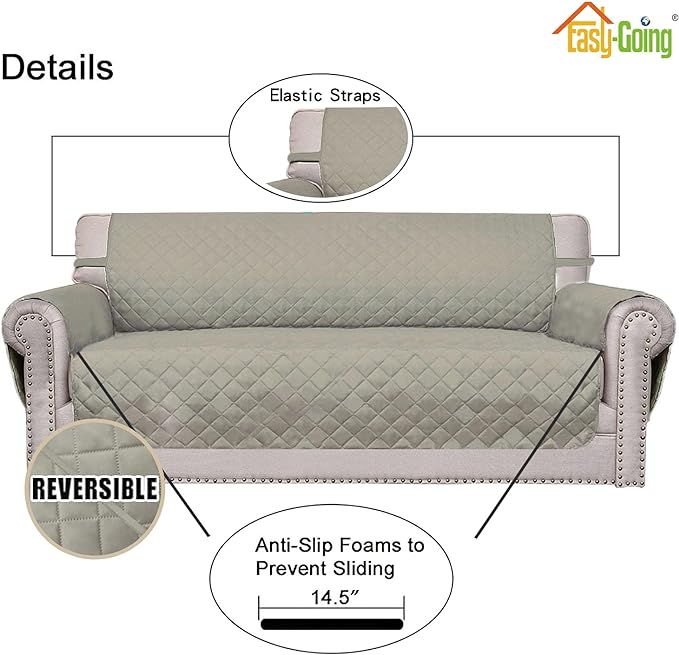 Easy-Going Reversible Couch Cover, 2 Cushion Sofa, Water Resistant Mat - Image 3