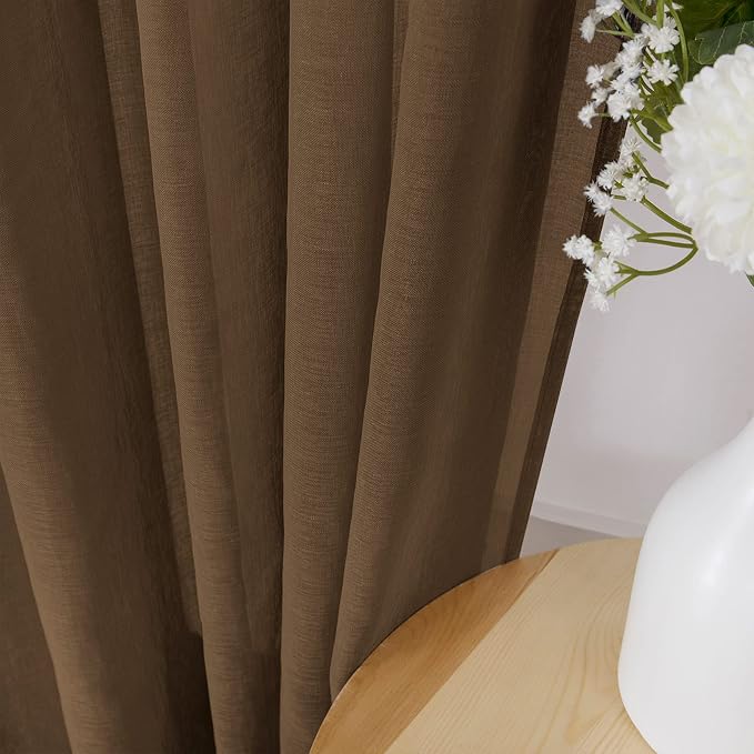 Tollpiz Short Sheer Tier Curtains Linen Textured Half Kitchen Curtain Sheers - Image 3