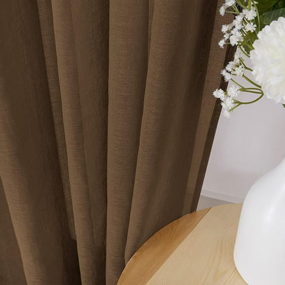 Tollpiz Sheer Tier Curtain Linen Textured Half Kitchen Curtains Sheer Light - Image 3