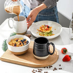 Hasense 20 oz Coffee Mugs, Large Mugs with Handle Set of 2, Stoneware Coffee Cups for Mom Dad Friend, Prefect for Latta, Tea, Coffee, Dishwasher and Microwave Safe, White & Black
