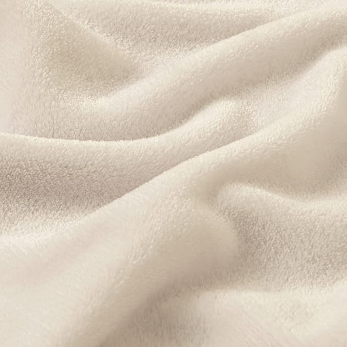 BEDELITE Fleece Blanket Soft Plush Queen Size Bed Blanket Beige 90"x90" | Ultra - Image 4