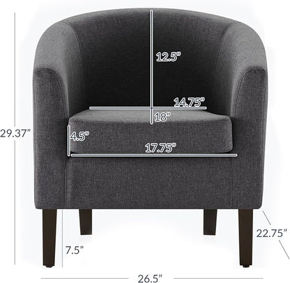 BELLEZE Living Room Chair, Linen Round Accent Barrel Chair, Club Tub Sofa Chair - Image 2