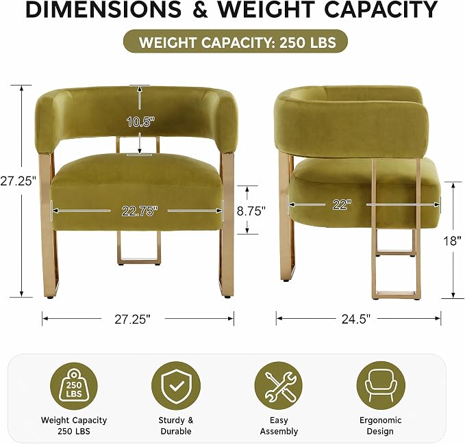 Modern Barrel Accent Chairs Set of 2, Living Room Side Chairs - Image 2