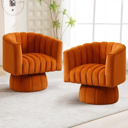 Swivel Accent Barrel Chair, Cute Comfy Small Round 360° Arm Chair, Velvet Sofa - Image 8