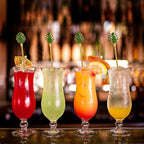 Palm leaf Drink Stirrer Sticks Stainless Steel Coffee Beverage Stirrers，Set of 4 Cocktail Swizzle Stick,7.5", Multicolor