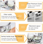 84.5oz Borosilicate Glass Teapot with 304 Stainless Steel Lid & Built-in Strainer, Stovetop & Microwave Safe Tea Kettle for Loose Leaf/Iced/Fruit/Herbal Tea, 2500ml Clear Pot