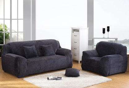 vctops 1-Piece Velvet Plush Stretch Sofa Slipcover - Image 2