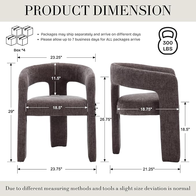 Modern Chenille Dining Chairs Set of 4, Upholstered Barrel Chairs - Image 2