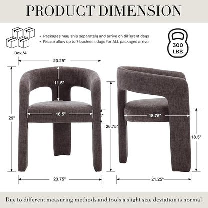 Modern Chenille Dining Chairs Set of 4, Upholstered Barrel Chairs - Image 2