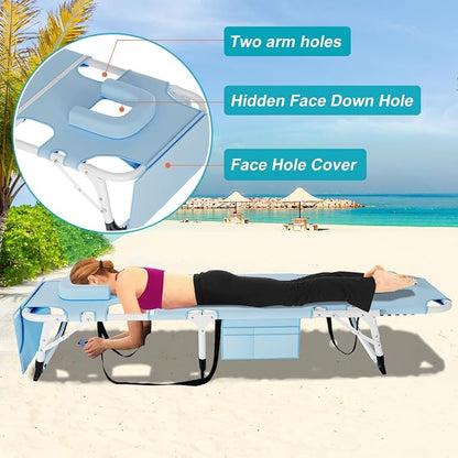 ABORON Oversized Folding Sun Tanning Chair, 3 in 1 Heavy Duty Chaise Lounge - Image 6