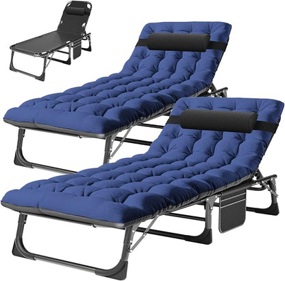 ABORON 2PK Heavy Duty Tanning Chair, 5-Gear Outdoor Folding Chaise Lounge Chair by ABORON