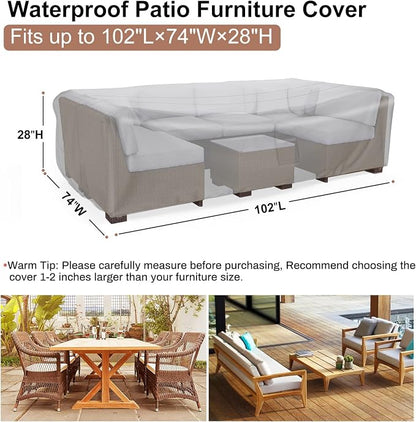 Patio Furniture Set Cover Waterproof, Mrrihand Outdoor Sectional Sofa Set Cover - Image 2