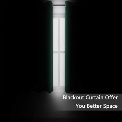 Green Blackout Curtains 34 x 63 Inch Length/Set of 2 Curtain Panels/Thermal - Image 3