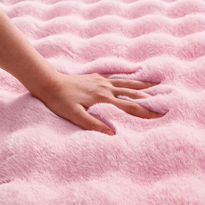 Pink Rabbit Plush Rug 8'x10', Fluffy Shaggy Area Rug - Image 6