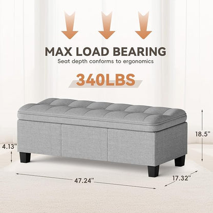 YESHOMY 47 Inches Ottoman with Storage, Storage Bench with Legs, Ottomans - Image 2