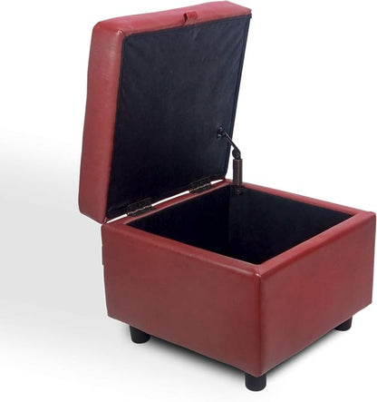 H&B Luxuries Tufted Leather Square Flip Top Storage Ottoman Cube Foot Rest - Image 8