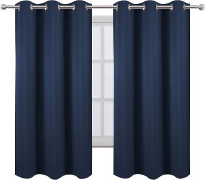 Navy Blue Blackout Curtains 40 x 63 Inch Length/Set of 2 Curtain Panels/Thermal - Image 2