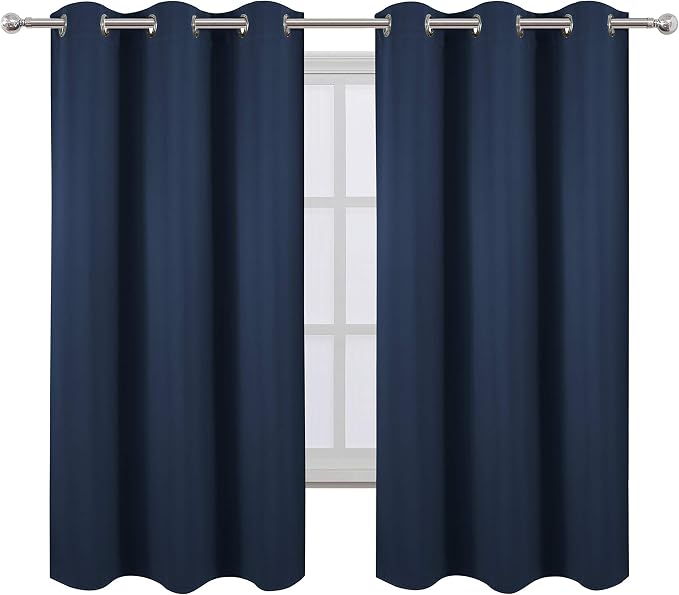 Navy Blue Blackout Curtains 42 x 63 Inch Length/Set of 2 Curtain Panels/Thermal - Image 2