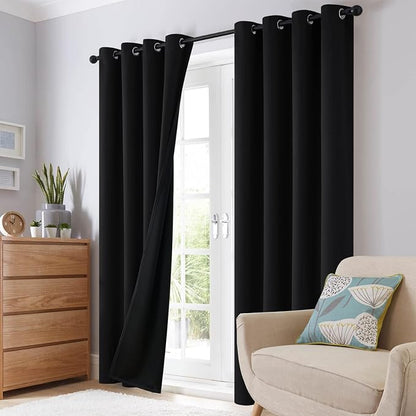 SimpleHome Black 100% Blackout Curtains Room Darkening Living Room 63 Inch | - Image 8