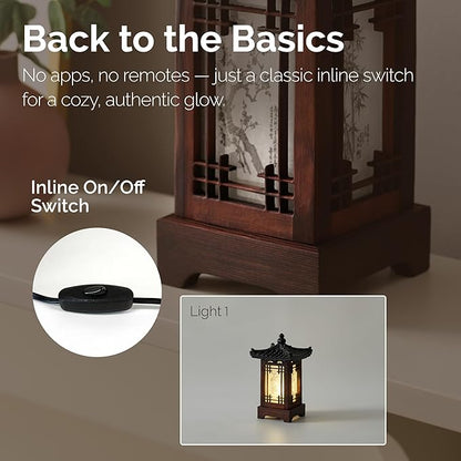 Traditional Korean Wood Lamp | Handmade Asian Oriental Table Lantern | Bedside - Image 4