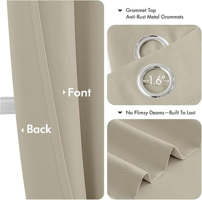 MIULEE Blackout Curtains for Bedroom 2 Panels 40 x 63 Inch Long Sand | Thermal - Image 4