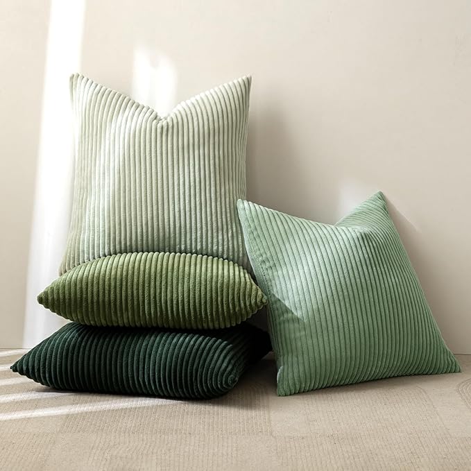 MIULEE Soft Corduroy Decorative Throw Pillow Covers Forest Green 16x16 | Set of - Image 5