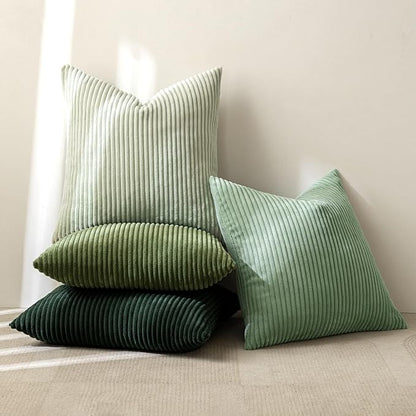MIULEE Soft Corduroy Decorative Throw Pillow Covers Forest Green 16x16 | Set of - Image 5