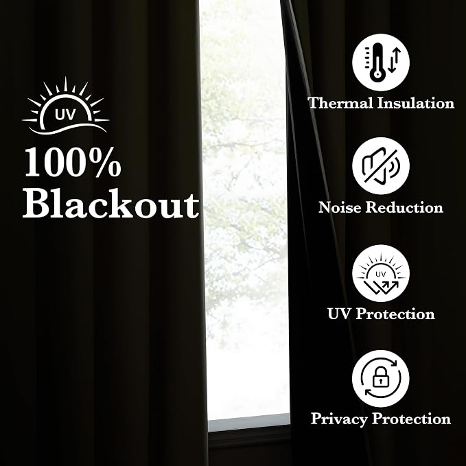 NICETOWN 100% Blackout Curtains 96 inches Long, Grommet Lightweight Easy to - Image 3