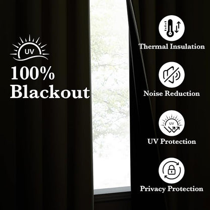 NICETOWN 100% Blackout Muted Beige Curtains 84 inches Long, Grommet Energy - Image 3