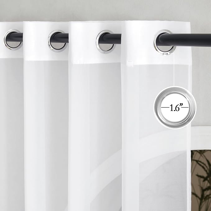 NICETOWN White Sheer Sliding Door Curtains 90 inches Long - Image 2