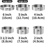 M JNGMEI 6 Pieces Stainless Steel Cookie Biscuit Cutter Set 2'', 3'',3.5'', 4'',5''and6'' Biscuit Plain Edge Round Cutters large Sizes Shape Molds Ranging from 2-6 Inches Multiple Sizes