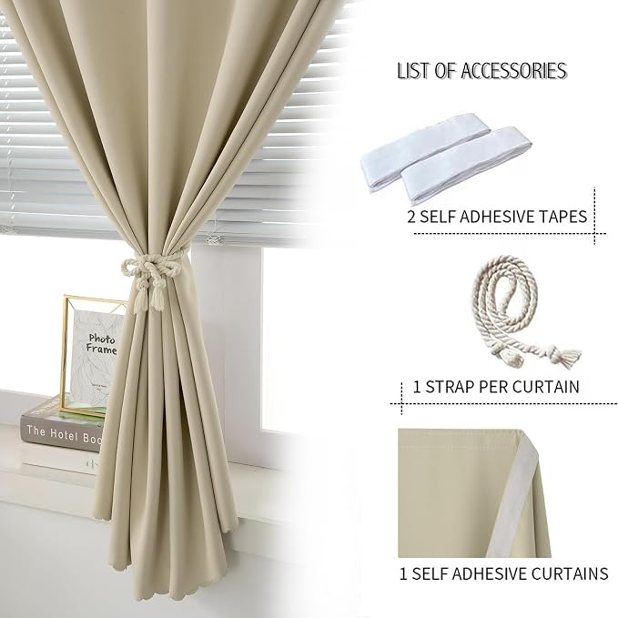 Stick On Blackout Curtains No Drill Required Self Adhesive Window Coverings - Image 2