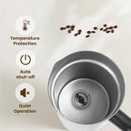 Milk Frother, 4-in-1 Milk Frother and Steamer, 10.6oz Electric Milk Steamer, Automatic Cold and Hot Foam maker for Lattes, Cappuccinos, Non-stick Coating Interior (Polished)