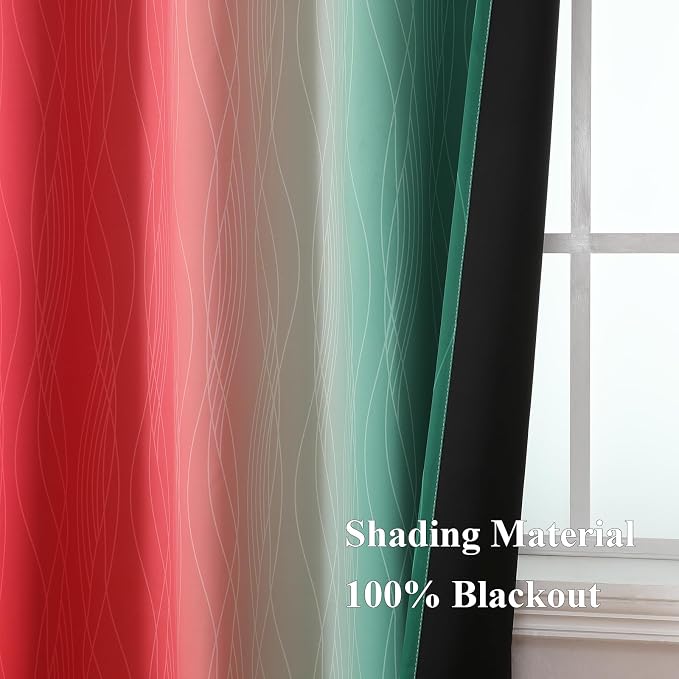 Red and Green Ombre Blackout Curtains 52Wx72L 2 Panels | Ombre Christmas - Image 5