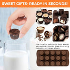 Peanut Butter Cup Mold, 15 Cavity Chocolate Candy Molds, Silicone Baking Mold for Snack Size Mini Peanut Butter Cup, Jelly, and Cordial, Pack of 2
